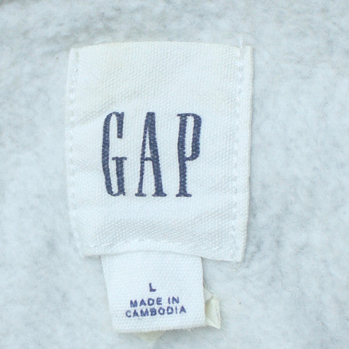 GAP Men's Grey Full Zip Logo Hoodie Size L Fleece Sweatshirt