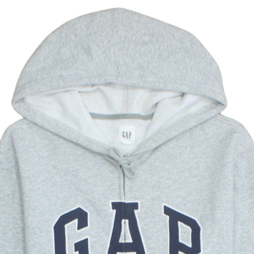 GAP Men's Grey Full Zip Logo Hoodie Size L Fleece Sweatshirt