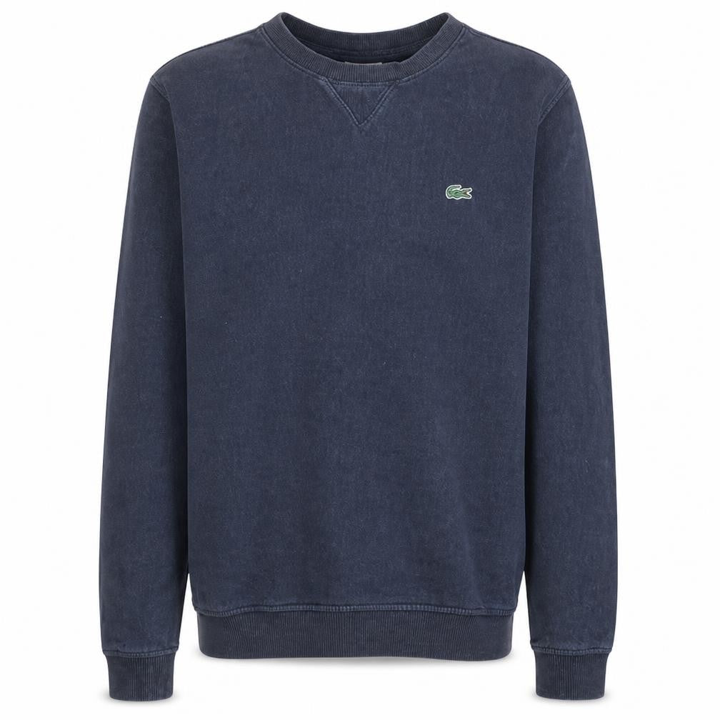 Front view of Lacoste Sport Men's Navy Cotton Crew Neck Sweatshirt, size M