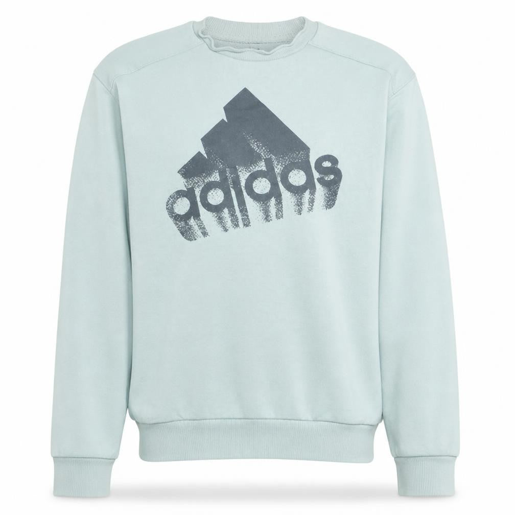 Front view of adidas Men Blue Pullover Sweatshirt L Crew Neck Long Sleeve