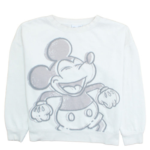 Disney Women White Mickey Mouse Pullover Sweatshirt Size L