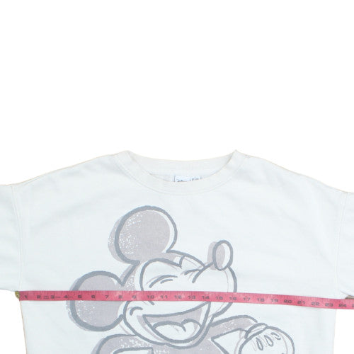 Disney Women White Mickey Mouse Pullover Sweatshirt Size L