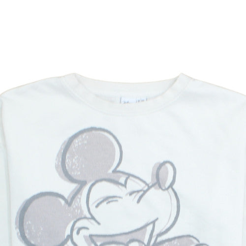 Disney Women White Mickey Mouse Pullover Sweatshirt Size L