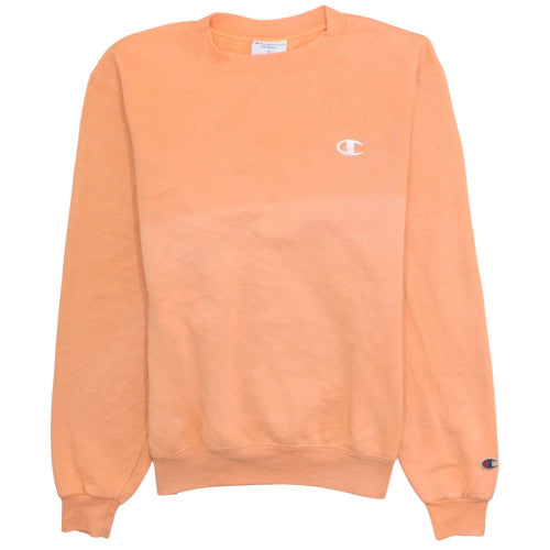 Champion Men's Orange Crew Neck Fleece Pullover Sweatshirt S