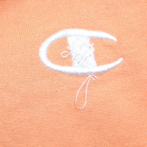 Champion Men's Orange Crew Neck Fleece Pullover Sweatshirt S