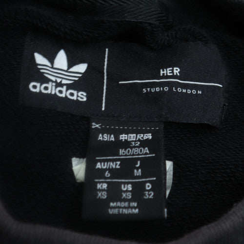 Adidas Women Black XS Sweatshirt Floral Trefoil Logo Cotton Crew Neck