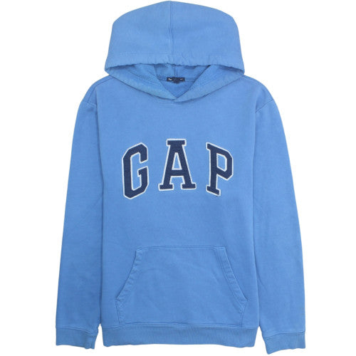 GAP Mens Blue Pullover Hoodie L Logo Graphic Fleece Sweatshirt