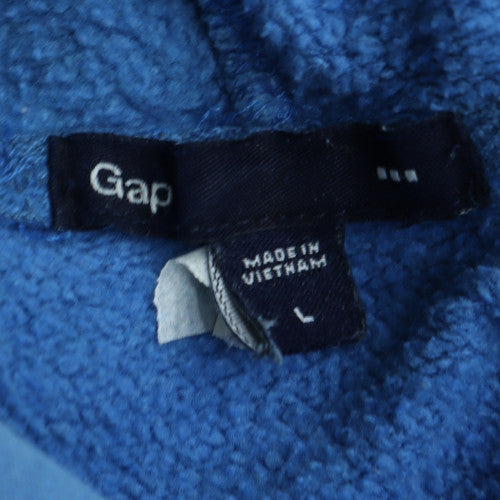 GAP Mens Blue Pullover Hoodie L Logo Graphic Fleece Sweatshirt