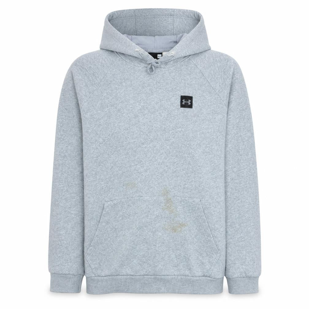 Front view of Under Armour Men's Grey Pullover Hoodie, size L, Regular Fit