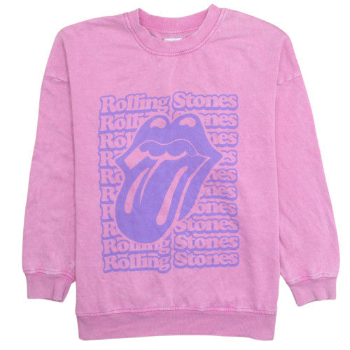Primark Women’s Pink Rolling Stones Graphic Crew Neck Sweatshirt Size S