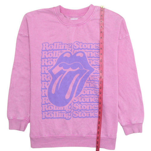 Primark Women’s Pink Rolling Stones Graphic Crew Neck Sweatshirt Size S