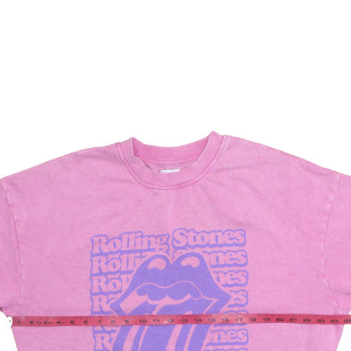 Primark Women’s Pink Rolling Stones Graphic Crew Neck Sweatshirt Size S