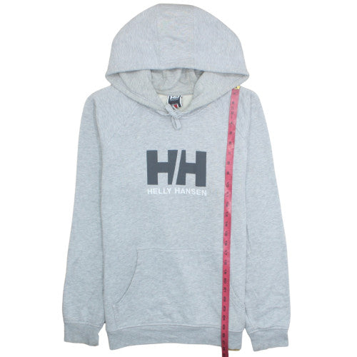 Helly Hansen Men's Grey Pullover Hoodie L Logo Cotton Blend