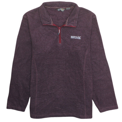 Regatta Great Outdoors Women Purple Stripe 1/4 Zip Fleece Pullover UK 14