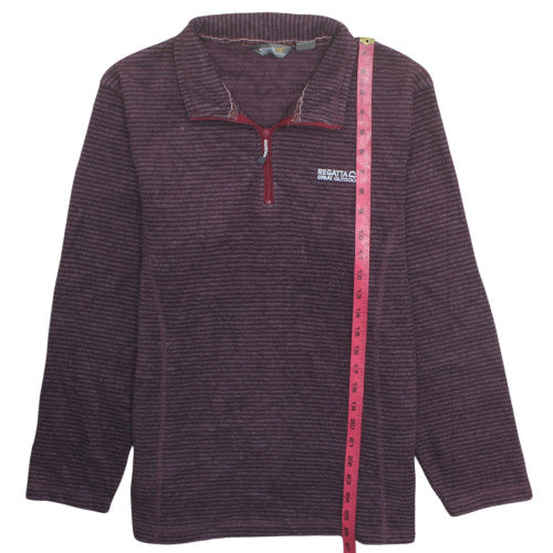 Regatta Great Outdoors Women Purple Stripe 1/4 Zip Fleece Pullover UK 14