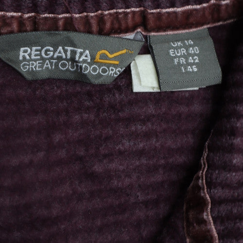 Regatta Great Outdoors Women Purple Stripe 1/4 Zip Fleece Pullover UK 14