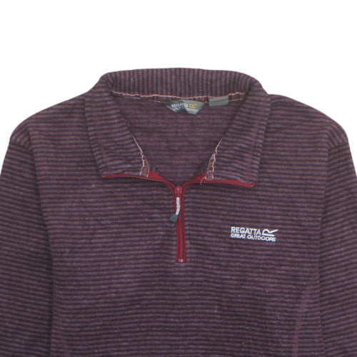 Regatta Great Outdoors Women Purple Stripe 1/4 Zip Fleece Pullover UK 14