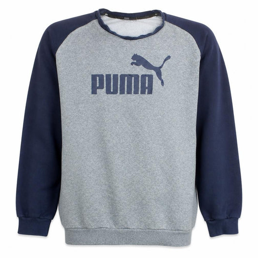 Front view of Puma Men's Grey XL Pullover Sweatshirt Crew Neck Fleece Jumper