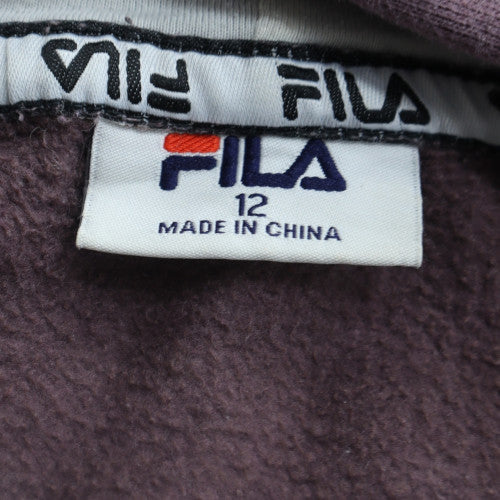Fila Womens Purple Hoodie Size 12 Cotton Blend Pullover Sweatshirt