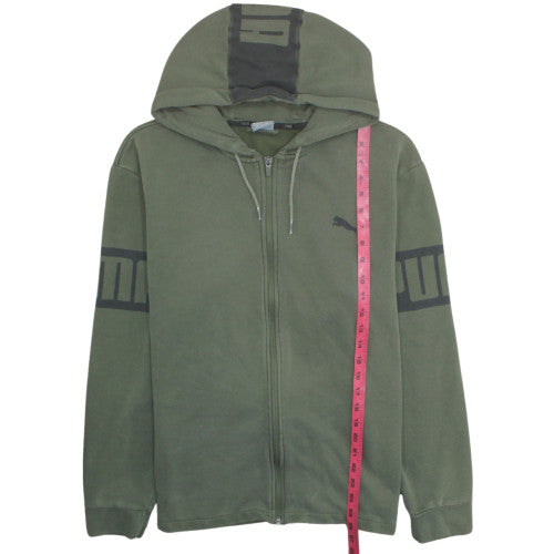 Puma Men's Green Full Zip Hoodie L Sports Fleece Sweatshirt