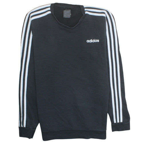 Adidas Men's Black Crew Neck Pullover Sweatshirt Size M Classic Stripe