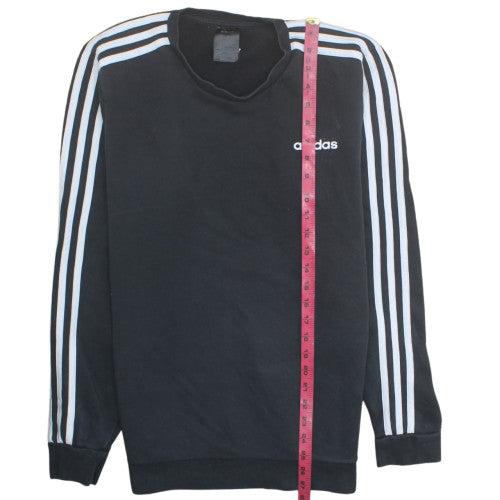 Adidas Men's Black Crew Neck Pullover Sweatshirt Size M Classic Stripe