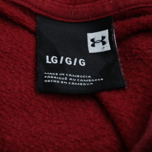 Under Armour Men's Red Pullover Hoodie Size L Fleece Sweatshirt
