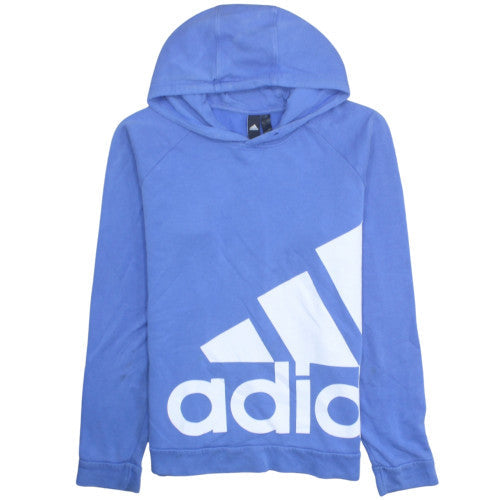 Adidas Men's Blue Pullover Hoodie Small Graphic Logo Sportswear
