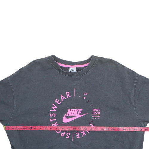 Nike Womens Black Pink Crew Neck Pullover Sweatshirt M