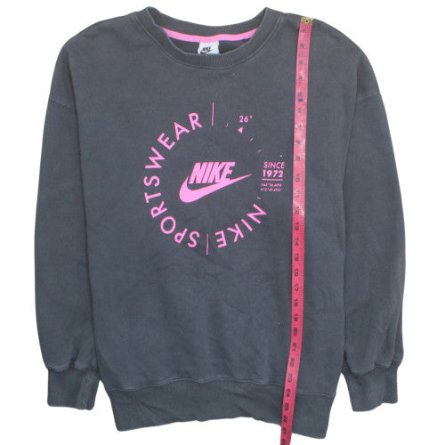 Nike Womens Black Pink Crew Neck Pullover Sweatshirt M