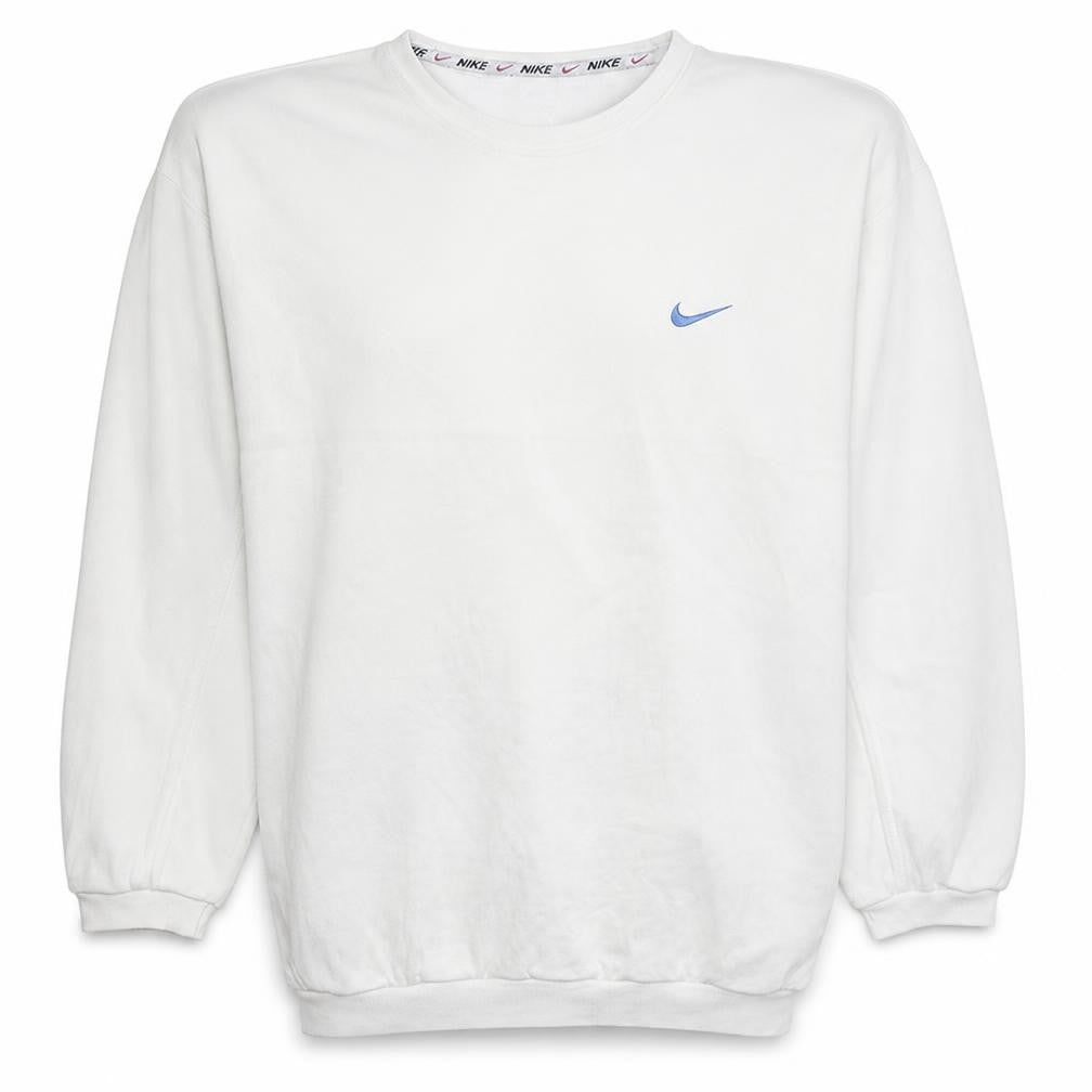 Front view of Nike Men's White XL Pullover Sweatshirt Vintage Sportswear
