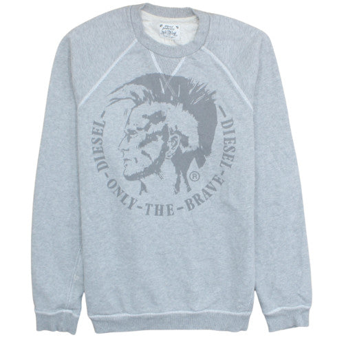 Diesel Men’s Grey Crew Neck Graphic Print Sweatshirt M
