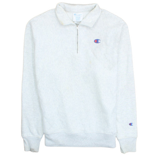 Champion Men's Grey 1/4 Zip Reverse Weave Sweatshirt Medium