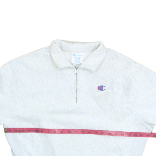 Champion Men's Grey 1/4 Zip Reverse Weave Sweatshirt Medium