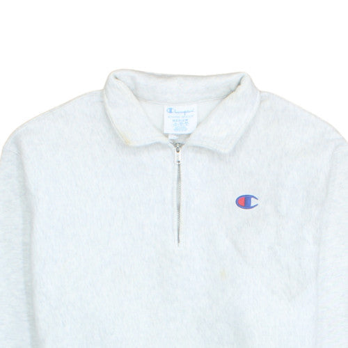 Champion Men's Grey 1/4 Zip Reverse Weave Sweatshirt Medium