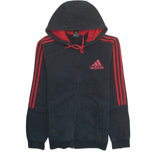Adidas Men's Black Red Full Zip Hoodie M Sports Style