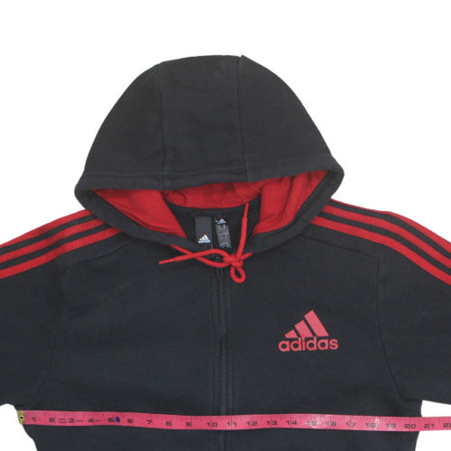 Adidas Men's Black Red Full Zip Hoodie M Sports Style