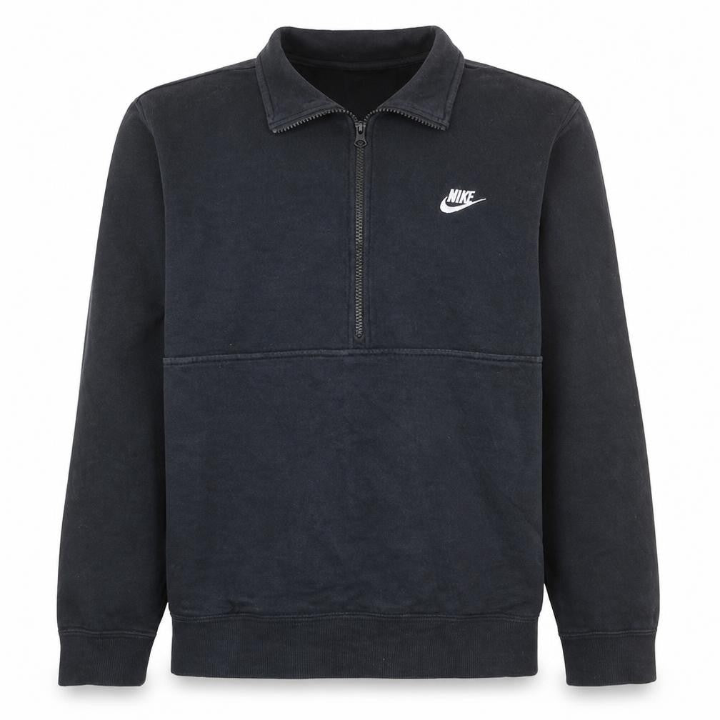 Front view of Nike Men's Black M 1/2 Zip Fleece Sweatshirt Regular Fit