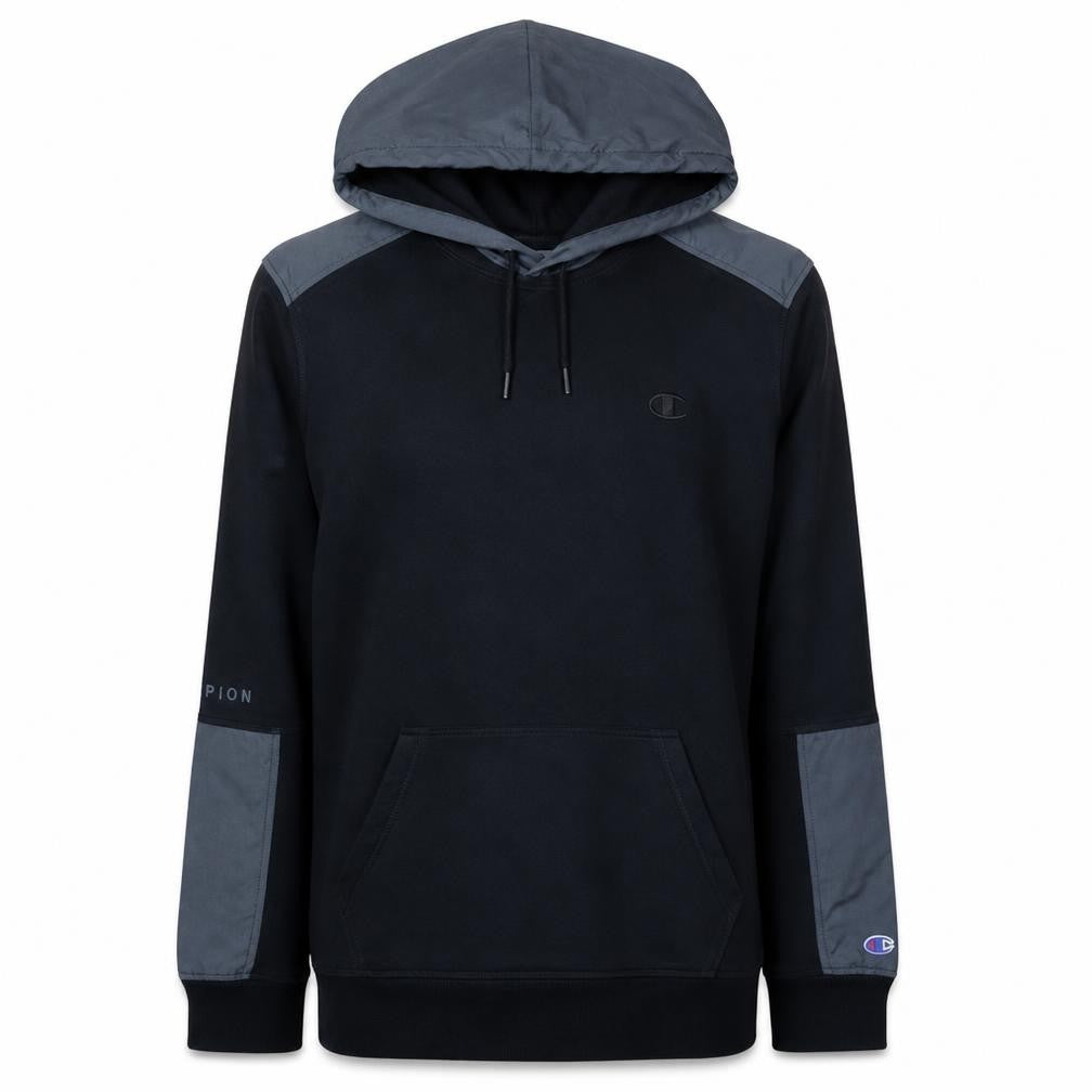 Front view of Champion Men's Black Pullover Hoodie Medium Regular Fit