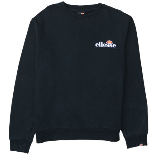 Ellesse Womens Black Crew Neck Pullover Sweatshirt UK 16 Cotton Blend