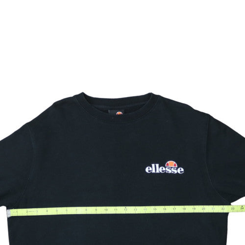 Ellesse Womens Black Crew Neck Pullover Sweatshirt UK 16 Cotton Blend