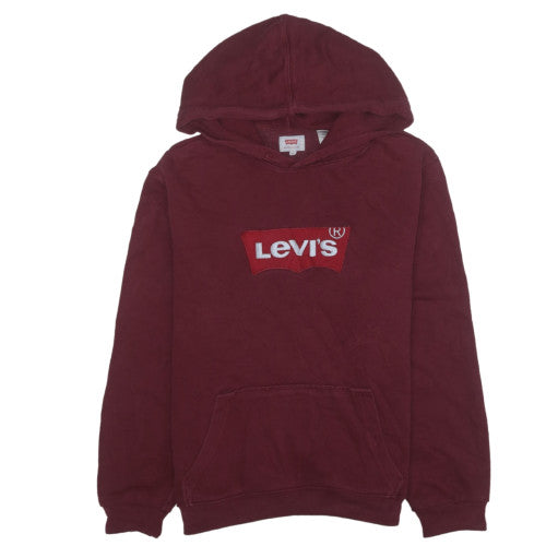 Levi's Men's Red Pullover Hoodie M Regular Fit Fleece Logo