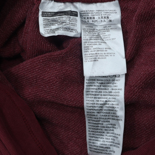 Levi's Men's Red Pullover Hoodie M Regular Fit Fleece Logo