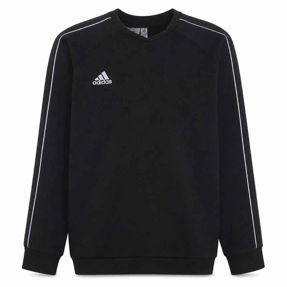 Front view of Adidas boys’ black crew neck sweatshirt 15-16 years classic style