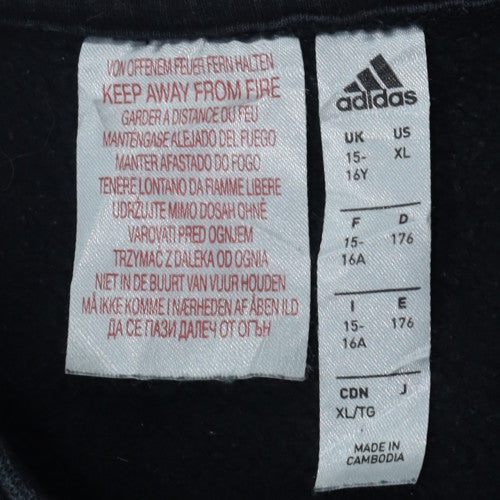 Adidas Boys Black Crew Neck Sweatshirt 15-16 Years Classic Style