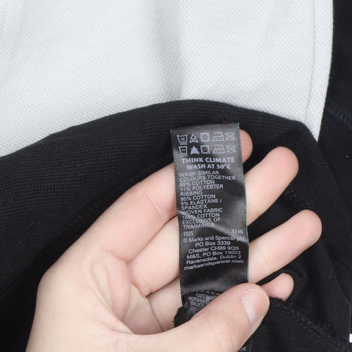 Marks and Spencer Men's Black Long Sleeve Colourblock Polo Shirt M