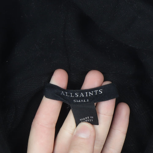 AllSaints Women's Black Small Organic Cotton Full Zip Hoodie