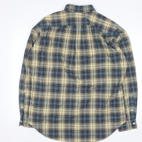 Ralph Lauren Men's Beige Blue Plaid Classic Fit Button-Up Shirt L