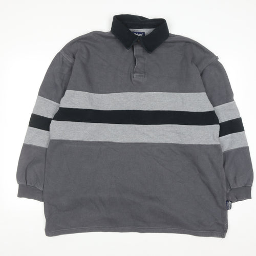 Watsons Heavies Men's Grey Long Sleeve Rugby Shirt L Cotton