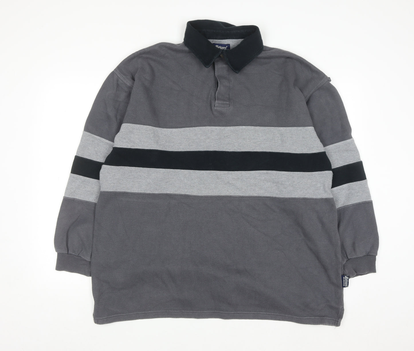 Watsons Heavies Men's Grey Long Sleeve Rugby Shirt L Cotton